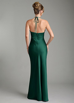 Azazie Camille Bridesmaid Dresses Emerald Sheath Side Slit Stretch Satin Dress image5