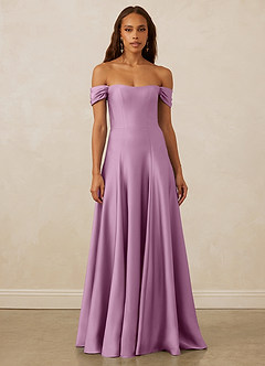 Christian Siriano Bridal for Azazie 1002 Robes de demoiselle d'honneur Robe Trapèze Convertible en Satin extensible Épaule décolletée Glycine image2