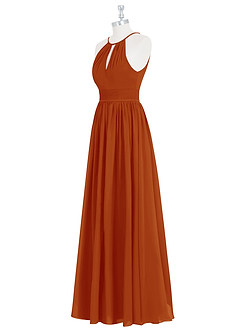 Azazie Cherish Bridesmaid Dresses Paprika A-Line Pleated Chiffon Dress image8
