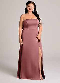 Azazie Wren Abiti da Damigella Abito Convertibile A-Line in Raso Elasticizzato Senza Cinturino Ametista image9