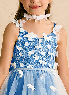 Azazie Darlina vestidos de niña de las flores Vestido de Marfil Azul Pastel de Tul de Princesa con Encaje image10