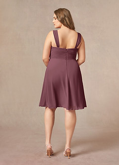 Azazie Olivia Mother of the Bride Dresses Sangria A-Line Square Neckline Pleated Chiffon Dress image11