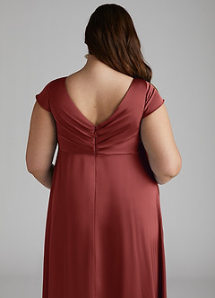 Azazie Allessia Maternity Bridesmaid Dresses A-Line Pleated Stretch Satin Floor-Length Dress image12
