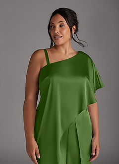 Azazie Hagretta Mother of the Bride Dresses Basil Jumpsuit/Pantsuit Stretch Satin Dress image12