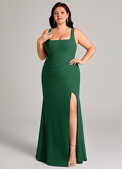 Azazie Mero Bridesmaid Dresses Dark Green Sheath Pleated Chiffon Dress image11