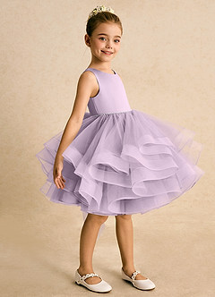 Azazie Tinie Flower Girl Dresses Frosted Lilac Ball-Gown Bow Tulle Dress image4