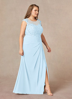 Azazie Libby Mother of the Bride Dresses Sky Blue A-Line Scoop Sequins Chiffon Dress image10