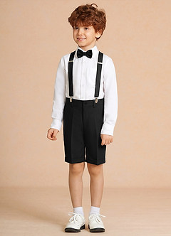 front Oliver Black Boy Shorts Suit 4-Piece Set