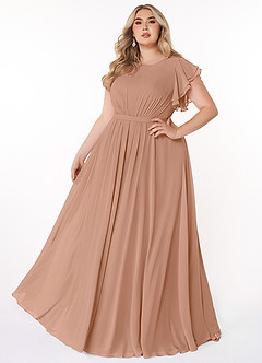 Azazie Daphne Bescheidene Brautjungfernkleider A-Linie Gekräuselt Chiffon Bodenlänge Kleid image6