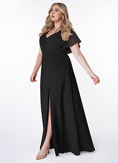 Azazie Rylee Bridesmaid Dresses Black A-Line Pleated Chiffon Dress image8
