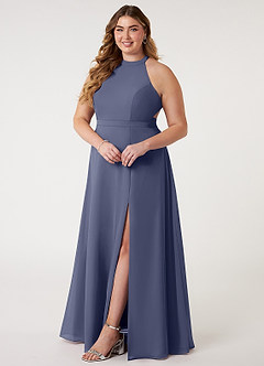 Azazie Clarice Bridesmaid Dresses Stormy A-Line Halter Chiffon Dress image11