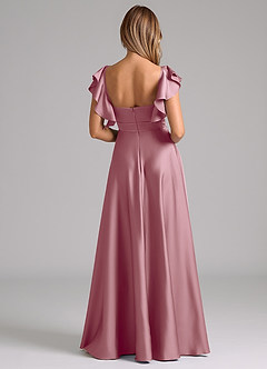 Azazie Leilani Bridesmaid Dresses Vintage Mauve A-Line Ruched Stretch Satin Dress image2