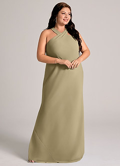 Azazie Doretta Bridesmaid Dresses Moss Green Mermaid Pleated Chiffon Dress image10