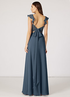 Azazie Everett Bridesmaid Dresses A-Line V-neck Ruched Chiffon Floor-Length Dress image4