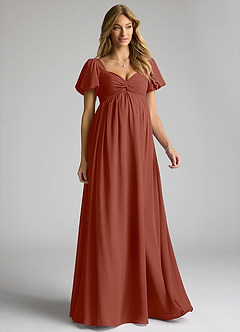 Azazie Madisynn Vestidos de dama de honra para maternidade Vestido Arco Comprimento do chão Chiffon image1