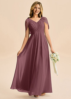 Azazie Emma Junior Robe Trapèze en Mousseline de soie Plissée Sangria image1