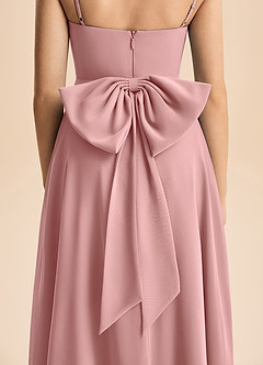 Azazie Bear Junior Vestido de Rosa Polvorienta de Gasa de Corte en A con Plisado image7