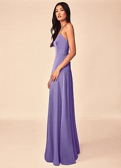Azazie Mei Robes de demoiselle d'honneur Robe Trapèze en Satin extensible Col en V Tahiti image4