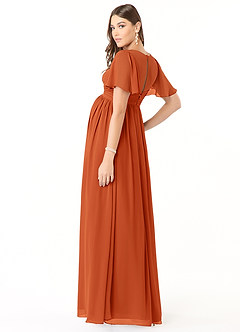 Azazie Verna Maternity Bridesmaid Dresses A-Line V-Neck Ruched Chiffon Floor-Length Dress image4