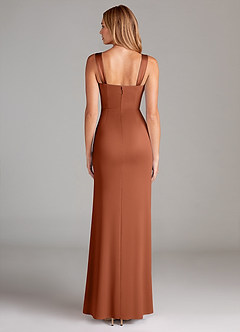 Azazie Denice Bridesmaid Dresses Cedar Rose A-Line Pleated Stretch Satin Dress image2