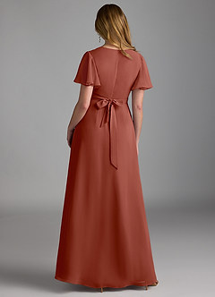 Azazie Zaniah At-home Try On Dresses Auburn A-Line Chiffon Dress image2