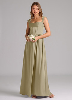 Azazie Hattie Bridesmaid Dresses Moss Green A-Line Corset Stretch Satin Dress image1
