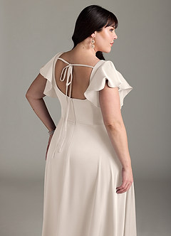 Azazie Bondi Bridesmaid Dresses White Alabaster A-Line Bow Stretch Satin Dress image12