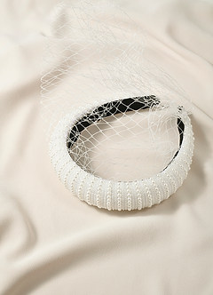 front Bridal Pearl Veil Headband