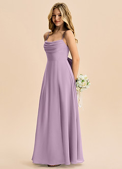 Azazie Bear Junior Jurk van Chiffon met A-Lijn Geplooid Blauweregen image5