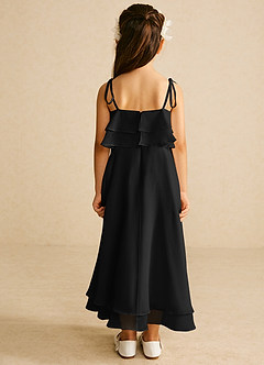 Azazie Temi Flower Girl Dresses Black A-Line Spaghetti Strap Chiffon Dress image5
