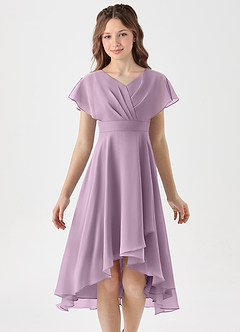 Azazie Graciela Junior Wisteria A-Line Pleated Chiffon Dress image3