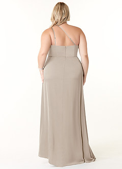 Azazie Maron Bridesmaid Dresses Frost A-Line One Shoulder Stretch Satin Dress image8