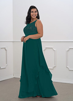Azazie Xella Mother of the Bride Dresses Peacock A-Line Lace Chiffon Dress image9