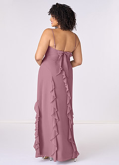 Barbie ♥ Azazie Bridesmaid Dresses Vintage Mauve Sheath Bow Chiffon Dress image7