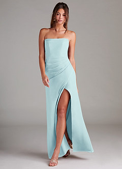 Azazie Leonis Bridesmaid Dresses Sea Glass Sheath Strapless Chiffon Convertible Dress image7