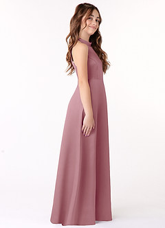 Azazie Laurel Junior Vintage Mauve A-Line Stretch Satin Dress image2