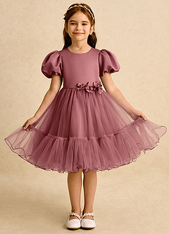 Azazie Cocoa Abiti da Ragazza di Fiori Abito Principessa in Tulle Plissettato Ametista image5