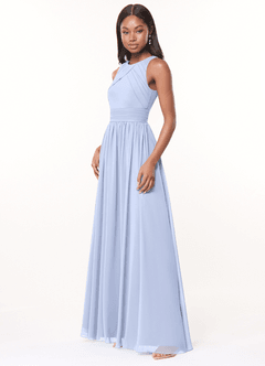 Azazie Harper Bridesmaid Dresses Ice A-Line Pleated Chiffon Dress image3