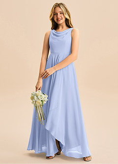 Azazie Mannie Junior Ice A-Line Pleated Chiffon Dress image5