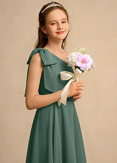 Azazie Guppy Girls Formal Blumenmädchenkleider A-Linie One-Shoulder Chiffon Kleid Seemoos image4