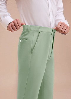 front Ethan Dusty Sage Refined Weave Dress Pants