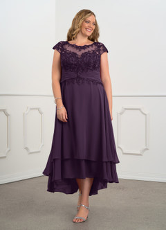 Azazie Shonda Mother of the Bride Dresses Plum Lace Chiffon Dress image8