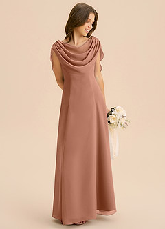 Azazie Lambie Junior Vestido de Bronceador de Gasa de Corte en A con Plisado image5