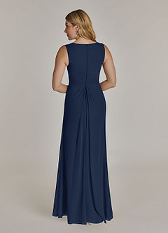Azazie Manuella Mother of the Bride Dresses Dark Navy A-Line V-Neck Pleated Chiffon Dress image13