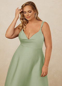 Christian Siriano Bridal for Azazie 1001 Bridesmaid Dresses Dusty Sage A-Line Sweetheart Neckline Stretch Satin Dress image6