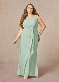 Azazie Marchioness Kleider für die Brautmutter A-Linie Schaufel Gefaltet Chiffon Kleid Agave image7