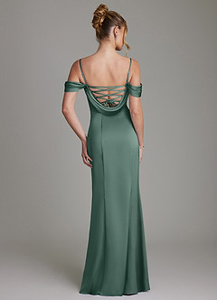 Azazie Nira Bridesmaid Dresses Eucalyptus Mermaid Corset Stretch Satin Dress image8