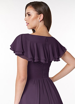Azazie Hadley Modest Bridesmaid Dresses A-Line Pleated Chiffon Knee-Length Dress image7