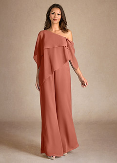 Azazie Halima Mother of the Bride Dresses Clay Jumpsuit/Pantsuit Side Slit Chiffon Dress image4