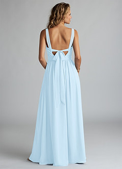 Azazie Aziza Bridesmaid Dresses Sky Blue A-Line V-Neck Pleated Chiffon Dress image4
